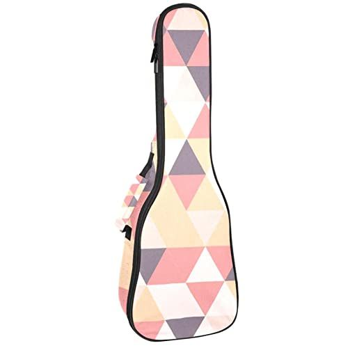 Mersov Tenor Ukulele Gigbag Waterdichte Ukelele Case Gewatteerde Rugzak, Geweldig voor Sopraan Concert (21/23/24") Driehoek Mozaïek Grid Ractangle Roze Oranje