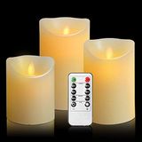 OSHINE LED Candles, Flameless Candles 180 Hours Decorative Candles Pillars in Set of 3 10-Button Remote Control with 24 Hour Timer Function (3 * 1, Ivory)