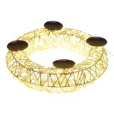 Well Home Kerstdecoratie, krans, kandelaar, champagnegoud, met 250 warmwitte ledlampen, 38 x 10 x 38 cm