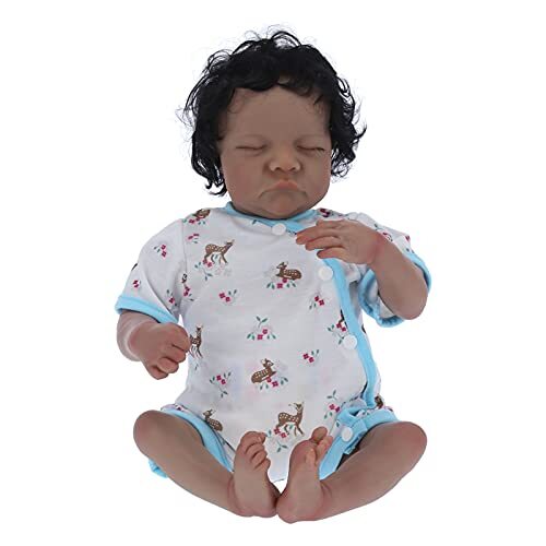 Shanrya Baby Spelen, Reborn Set Fiber Haar Beweegbare Zachte Doek Lichaam 40 cm/15.7in met Zuigfles Fopspeen voor Pasgeboren Speelgoed