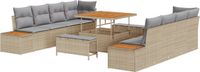 vidaXL Tuinbank Set 11-delig Beige Polyrattan
