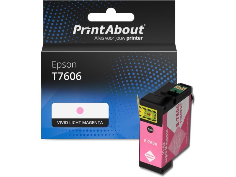 PrintAbout Inktcartridge T7606 Vivid licht magenta geschikt voor Epson