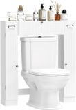Homcom Toiletkastje - MDF, Kunststof - 88 x 18 x 98 cm - Wit