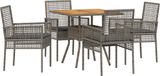 vidaXL Tuin Eettafel Set 5-delig Grijs Polyrattan
