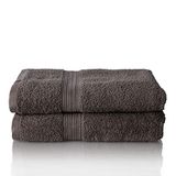 ALCLEAR comfort badstof handdoek set absorberend van 100% Ökotex katoen, badstof serie in 6 kleuren en 5 maten, kleur: antraciet, 2x badhanddoeken 70x140 cm