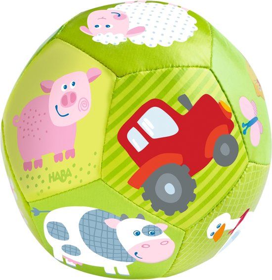 Haba Baby Bal - Boerderijdieren - Ø 11 cm - Groen