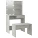 vidaXL Ensemble de coiffeuse avec éclairage LED, bois d'ingénierie, gris béton