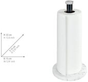 Wenko Keukenrolhouder marmerkleurig, staande houder voor keukenrollen in elegante marmerlook voor in de keuken, met voet van kunststof en zwarte stang van metaal, (B/D × H): Ø 15 × 32 cm, wit