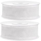 Merkloos 2x Hobby/decoratie witte chiffon sierlinten 2,5 cm/25 mm x 25 meter
