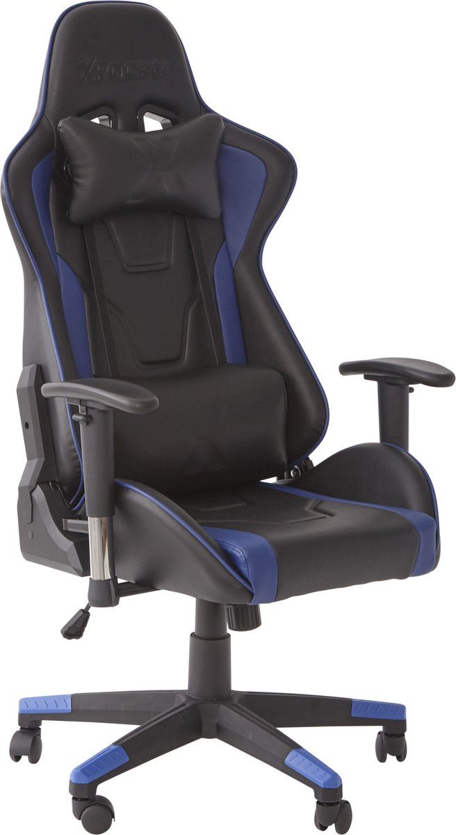X Rocker Bravo PC Office Gamingstoel - Blauw en Zwart