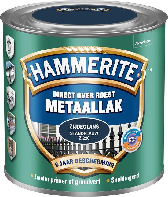 Hammerite direct over roest metaallak zijdeglans standblauw - 250 ml