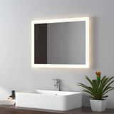 EMKE Led-badkamerspiegel, 45 x 60 cm, wandspiegel, warm wit licht en koud wit licht, anti-condens, met knop