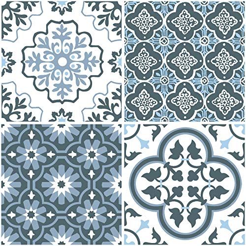 WallPops Leyton Peel & Stick Floor Tiles - Blue - 30.5 x 30.5 cm
