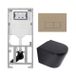 Geberit QeramiQ Dely Toiletset - 36.3x51.7cm - diepspoel - rimless - Geberit UP320 inbouwreservoir - softclose toilet zitting - 35mm - bedieningsplaat taupe - rechthoekige knoppen - mat zwart