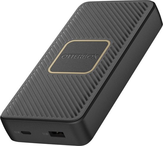 OtterBox Robuust snel opladen, 15K mAh USB A&C 18W USB-PD Powerbank met Qi draadloos opladen - Zwart