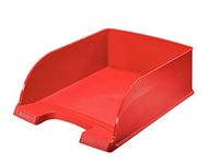 Leitz Brievenbak A4 Jumbo, brievenbakje met extra grote inhoud in premium kwaliteit, stapelbaar opbergvak als bureau-organizer, combineerbaar met Plus-serie, rood, 52330025