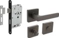 Intersteel Deurbeslag set toiletslot 63/8mm zwart met deurkruk Hera en WC-sluiting antraciet grijs