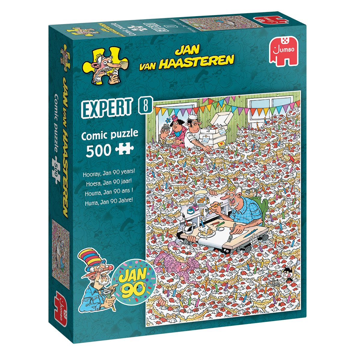 Jumbo Jan van Haasteren Expert 8 - Jan 90! - 500 stukjes puzzel - Speciale puzzel voor Jan zijn verjaardag