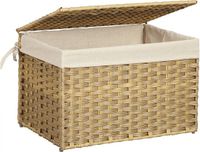 Songmics Boîte de rangement en polyrotin naturel avec couvercle