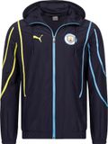 Puma Veste de pré-match Manchester City Homme Bleu Marine Jaune Lumineux Bleu