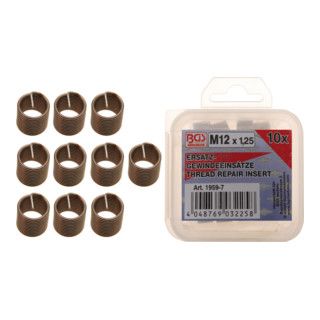 BGS Vervangingsdraad Inzetstukken M12 x 1.25 - 10 Delig