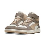 PUMA Rebound Slam Mid Cozy AC PS Kinderen Unisex Schoenmaat 35 Mouse Gray-Birch-Warm White Synthetisch
