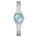 Guess PIXIE dameshorloge met zirkonia, zilverkleurige roestvrijstalen armband, mineraal glas, blauwe wijzerplaat, 3 bar, diameter behuizing: 25 mm
