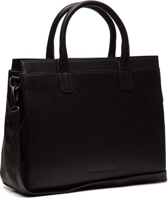 The Chesterfield Brand Rivera Leren Schoudertas Zwart - 14 inch Laptopvak - Unisex