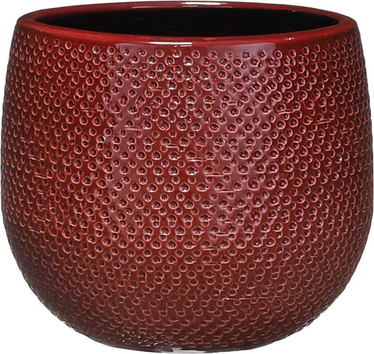 Mica Decorations Gabriel Bloempot - H14 x Ø16 cm - Keramiek - Bordeaux Rood