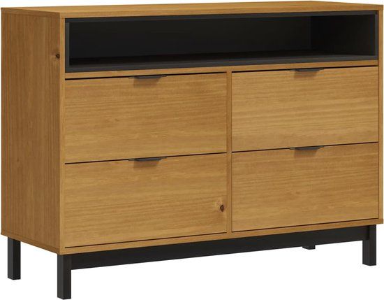 vidaXL Ladekast FLAM 110x40x80 cm Massief Grenenhout Bruin