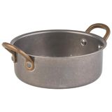 APS 40786 serveerpot SNACKHOLDER, roestvrij staal, Ø 14 cm, hoogte 5 cm, 0,55 liter, antieke roestvrijstalen look
