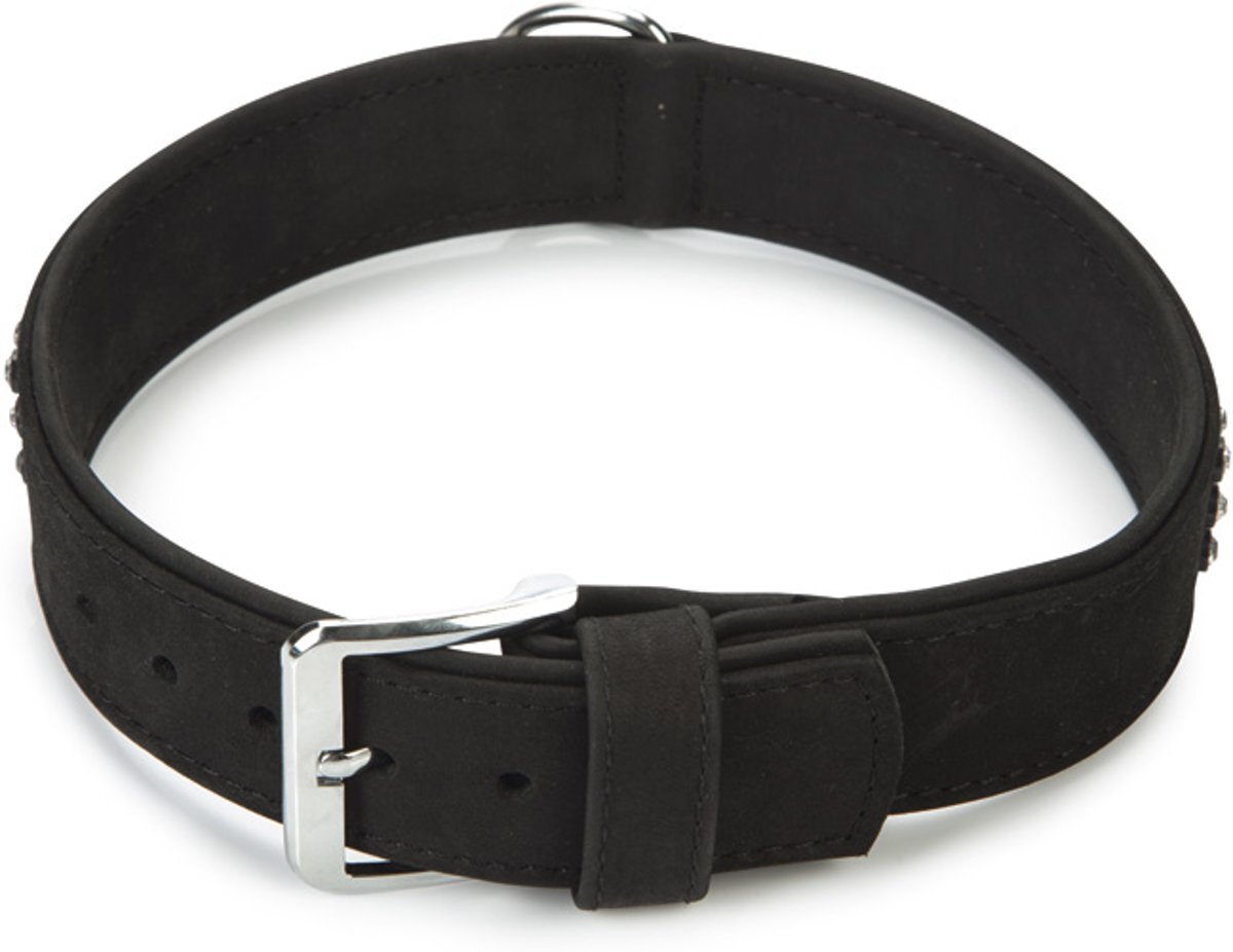 Beeztees Buffalo - Hondenhalsband - Leer - Zwart 65cm x 40mm