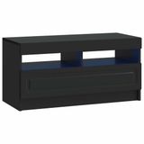 vidaXL LED tv-meubel Zwart Bewerkt hout