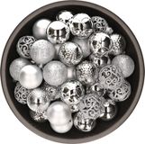 Kaemingk B.V. 37x pièces boules de Noël en plastique argenté mélange 6 cm