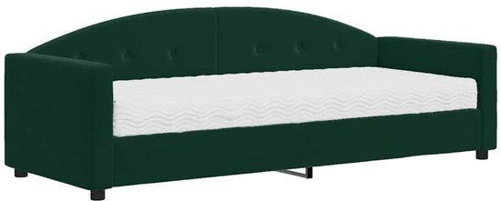 vidaXL Slaapbank met Matras 80x200 cm Fluweel Donkergroen