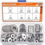 HELIFOUNER 270 stuks 8 maten roestvrij staal Flat Washers assortiment kit