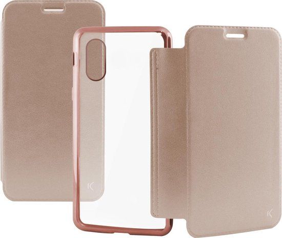 KSIX Metaal Folio Case TPU - iPhone X - Rose Goud