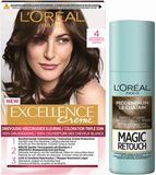 L'Oréal Paris L'Oréal Excellence Creme Haarverf 4 Middenbruin + Magic Retouch Uitgroeispray Middenbruin 75 ml Pakket