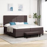 vidaXL Boxspring bed met matras Donkerbruin 200 x 200 cm Stof