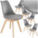 tectake® Chaise de salle à manger Frederikke - Set de 6 chaises de salle à manger avec assise rembourrée en tissu - Pieds en bois massif - Chaises ergonomiques adaptées au salon, à la salle à manger, à la chambre et à la cuisine - Capacité de charge 120kg - Gris