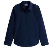 Tommy Hilfiger Dames Blouse Lange Mouw Katoen Elastaan Klassieke Kraag Marine 34