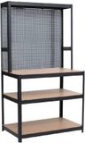 Benson Établi robuste - bois et acier - 180x90x60 cm - avec panneau à outils et espace de rangement