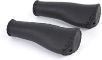 Velo Ergo Leather Handlebar Grips 135/135mm - Ergonomic - Black