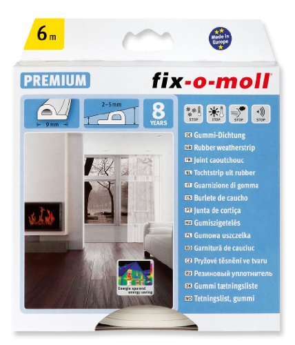 Fix-o-moll P-profielafdichting 6 m, 5,5 x 9 mm zelfklevend wit, 3565254