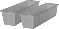 Geli Set van 4x bac à plantes gris clair rectangulaire 60 x 17,5 x 14,5 cm - Jardinières pour intérieur/extérieur