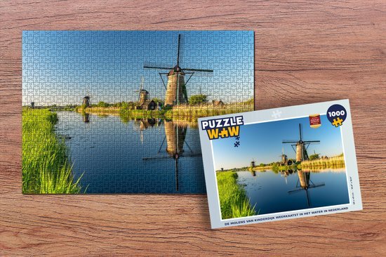 MuchoWow Puzzel Molen - Water - Reflectie - Nederland - Legpuzzel - Puzzel 1000 stukjes volwassenen