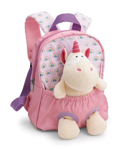 NICI Rugzak met pluchen dier, 21 x 26 cm, eenhoorn 25 cm, roze - 62691