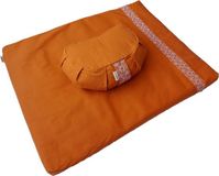 Samarali Halve Maan Meditatiekussen & Zabuton Set – Oranje – Biologisch Katoen