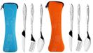 Ibenzoa® Compacte Roestvrijstalen Bestekset met Draagbare en Wasbare Opbergtas voor Outdoor Avonturen