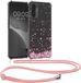 kwmobile telefoonhoesje voor Oppo A74 (5G) / A54 (5G) - Hoesje met koord in poederroze / donkerbruin / transparant - Back cover voor smartphone